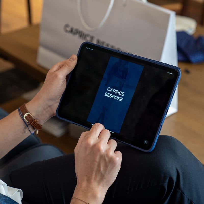 An order being placed on a tablet running the Caprice Bespoke production platform